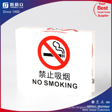 Crystal Clear Lucite Block mit No Smoking Sign